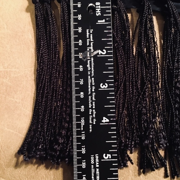 Inc INTERNATIONAL CONCEPTS Embroidered Tassel Fringe MIDI SKIRT, Black, Size 10 - Picture 6 of 7